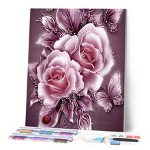Cargar imagen en el visor de la galería, Diamond Painting - Flores de plata y mariposas