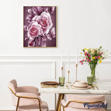 Cargar imagen en el visor de la galería, Diamond Painting - Flores de plata y mariposas