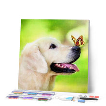 Cargar imagen en el visor de la galería, Punto De Cruz Diamante - Punto De Cruz Diamante - La Mariposa Y Labrador - Figuredart - Mariposas Mascotas Punto De Cruz Diamante Animales