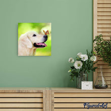Cargar imagen en el visor de la galería, Punto De Cruz Diamante - Punto De Cruz Diamante - La Mariposa Y Labrador - Figuredart - Mariposas Mascotas Punto De Cruz Diamante Animales