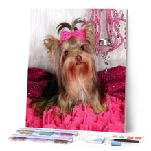 Cargar imagen en el visor de la galería, Diamond Painting - Perro en un fondo rosa