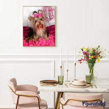 Cargar imagen en el visor de la galería, Diamond Painting - Perro en un fondo rosa