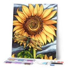 Cargar imagen en el visor de la galería, Punto De Cruz Diamante - Punto De Cruz Diamante - Libélula Y Girasol - Figuredart - Flores Mascotas Punto De Cruz Diamante Animales Punto