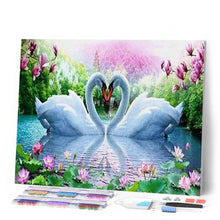 Cargar imagen en el visor de la galería, Punto De Cruz Diamante - Punto De Cruz Diamante - Los Cisnes Del Amor - Figuredart - Cisnes Mascotas Punto De Cruz Diamante Animales