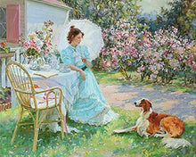 Cargar imagen en el visor de la galería, Diamond Painting - Mujer y su perro en el jardín