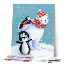 Cargar imagen en el visor de la galería, Diamond Painting - Pingüinos y oso de navidad