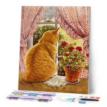 Cargar imagen en el visor de la galería, Diamond Painting - Gato mirando por la ventana