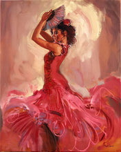 Cargar imagen en el visor de la galería, Diamond Painting - Bailaora en vestido rojo