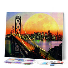 Cargar imagen en el visor de la galería, Diamond Painting - Puente de San Francisco y Luna Llena