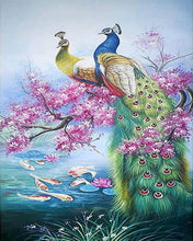 Cargar imagen en el visor de la galería, Diamond Painting - Pavos reales en su rama