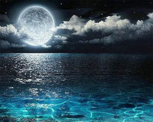 Cargar imagen en el visor de la galería, Punto De Cruz Diamante - Punto De Cruz Diamante - Luna Llena Y Reflexiones Mar - Figuredart - Paisajes Punto De Cruz Diamante Paisajes