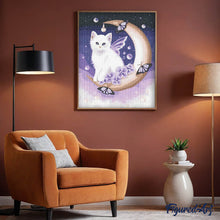 Cargar imagen en el visor de la galería, Diamond Painting - Gato y luna creciente
