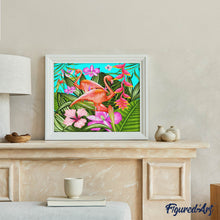 Cargar imagen en el visor de la galería, Diamond Painting - Flamencos rosas entre las hojas