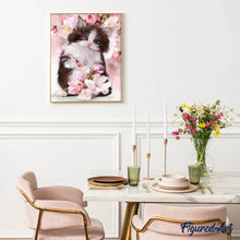 Cargar imagen en el visor de la galería, Punto De Cruz Diamante - Punto De Cruz Diamante - Gato Y Flores - Figuredart - Flores Gatos Mascotas Punto De Cruz Diamante Animales