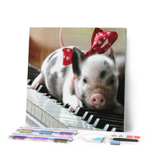 Cargar imagen en el visor de la galería, Punto De Cruz Diamante - Punto De Cruz Diamante - Cerdo Y Piano - Figuredart - Mascotas Punto De Cruz Diamante Animales