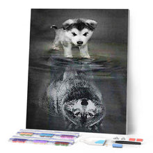 Cargar imagen en el visor de la galería, Punto De Cruz Diamante - Punto De Cruz Diamante - Perro Lobo Y Reflexión - Figuredart - Conejos Lobos Mascotas Perros Punto De Cruz