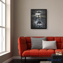Cargar imagen en el visor de la galería, Punto de Cruz Diamante - Diamond Painting - Perro Lobo y Reflexión 40x50cm con bastidor montado
