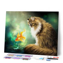 Cargar imagen en el visor de la galería, Punto De Cruz Diamante - Punto De Cruz Diamante - El Gato Y El Pez - Figuredart - Gatos Mascotas Peces Punto De Cruz Diamante Animales