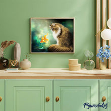 Cargar imagen en el visor de la galería, Punto De Cruz Diamante - Punto De Cruz Diamante - El Gato Y El Pez - Figuredart - Gatos Mascotas Peces Punto De Cruz Diamante Animales
