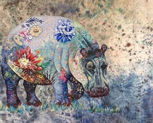 Cargar imagen en el visor de la galería, Punto De Cruz Diamante - Punto De Cruz Diamante - Hipopótamo Y Flores - Figuredart - Flores Mascotas Punto De Cruz Diamante Animales Punto