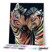 Cargar imagen en el visor de la galería, Punto de Cruz Diamante - Diamond Painting - Un par de cebras 40x50cm con bastidor montado