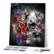 Cargar imagen en el visor de la galería, Punto De Cruz Diamante - Punto De Cruz Diamante - León Y Cráneo - Figuredart - Leones Mascotas Punto De Cruz Diamante Animales