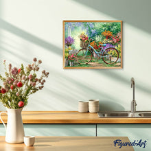 Cargar imagen en el visor de la galería, Punto De Cruz Diamante - Punto De Cruz Diamante - Bicicletas Y Flores - Figuredart - Flores Punto De Cruz Diamante Flores