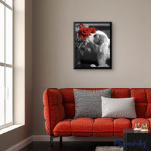 Cargar imagen en el visor de la galería, Punto De Cruz Diamante - Punto De Cruz Diamante - Perro Y Rose - Figuredart - Flores Mascotas Perros Punto De Cruz Diamante Animales Punto