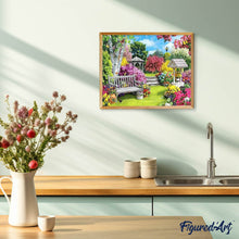 Cargar imagen en el visor de la galería, Punto de Cruz Diamante - Diamond Painting - Niza Jardín 40x50cm con bastidor montado