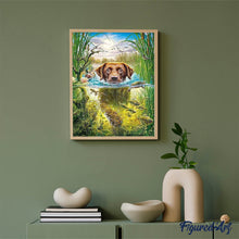 Cargar imagen en el visor de la galería, Punto De Cruz Diamante - Punto De Cruz Diamante - Perro En La Corriente - Figuredart - Mascotas Perros Punto De Cruz Diamante Animales