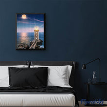 Cargar imagen en el visor de la galería, Punto De Cruz Diamante - Punto De Cruz Diamante - Faro Y Mar Luna Grande - Figuredart - Paisajes Punto De Cruz Diamante Paisajes