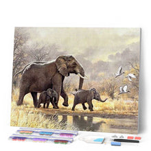 Cargar imagen en el visor de la galería, Punto De Cruz Diamante - Punto De Cruz Diamante - Familia De Elefantes En La Sabana - Figuredart - Elefantes Mascotas Punto De Cruz Diamante