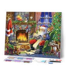 Cargar imagen en el visor de la galería, Punto De Cruz Diamante - Punto De Cruz Diamante - Santa Junto A La Chimenea - Figuredart - Navidad Punto De Cruz Diamante Religión