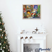 Cargar imagen en el visor de la galería, Punto De Cruz Diamante - Punto De Cruz Diamante - Santa Junto A La Chimenea - Figuredart - Navidad Punto De Cruz Diamante Religión