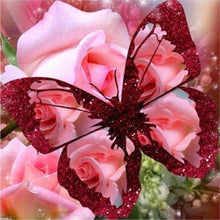 Cargar imagen en el visor de la galería, Punto De Cruz Diamante - Punto De Cruz Diamante - Mariposa Y Rosa - Figuredart - Flores Mariposas Mascotas Punto De Cruz Diamante Animales