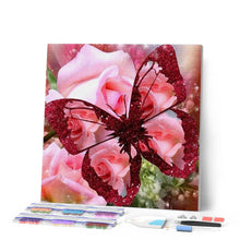 Cargar imagen en el visor de la galería, Punto De Cruz Diamante - Punto De Cruz Diamante - Mariposa Y Rosa - Figuredart - Flores Mariposas Mascotas Punto De Cruz Diamante Animales