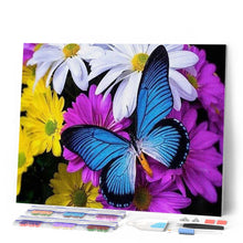 Cargar imagen en el visor de la galería, Punto De Cruz Diamante - Punto De Cruz Diamante - Azul De La Mariposa Y De Las Flores - Figuredart - Flores Mariposas Mascotas Punto De Cruz