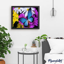 Cargar imagen en el visor de la galería, Punto De Cruz Diamante - Punto De Cruz Diamante - Azul De La Mariposa Y De Las Flores - Figuredart - Flores Mariposas Mascotas Punto De Cruz