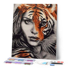 Cargar imagen en el visor de la galería, Punto De Cruz Diamante - Punto De Cruz Diamante - Mujer Tigre - Figuredart - Mascotas Punto De Cruz Diamante Animales Tigres