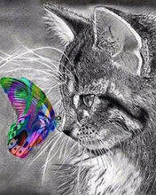 Cargar imagen en el visor de la galería, Punto De Cruz Diamante - Punto De Cruz Diamante - Gato Y Mariposa Colorida - Figuredart - Gatos Mariposas Mascotas Punto De Cruz Diamante