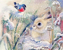 Cargar imagen en el visor de la galería, Punto De Cruz Diamante - Punto De Cruz Diamante - Conejo Blanco En La Nieve - Figuredart - Conejos Invierno Mascotas Punto De Cruz Diamante