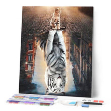 Cargar imagen en el visor de la galería, Punto De Cruz Diamante - Punto De Cruz Diamante - Reflexión Del Gato En La Ciudad - Figuredart - Ciudad Gatos Mascotas Punto De Cruz