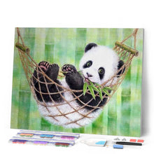 Cargar imagen en el visor de la galería, Punto De Cruz Diamante - Punto De Cruz Diamante - Panda Del Bebé En La Hamaca - Figuredart - Mascotas Pandas Punto De Cruz Diamante