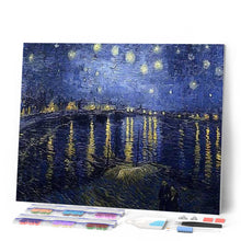 Cargar imagen en el visor de la galería, Punto De Cruz Diamante - Punto De Cruz Diamante - Noche Estrellada De Van Gogh Sobre El Ródano - Figuredart - Obras De Arte Punto De Cruz