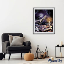 Cargar imagen en el visor de la galería, Punto de Cruz Diamante - Diamond Painting - Búho en la noche 2 40x50cm con bastidor montado