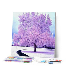 Cargar imagen en el visor de la galería, Punto De Cruz Diamante - Punto De Cruz Diamante - Árbol Rosado En La Nieve - Figuredart - Invierno Paisajes Punto De Cruz Diamante Paisajes