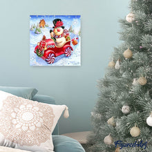 Cargar imagen en el visor de la galería, Punto De Cruz Diamante - Punto De Cruz Diamante - Muñeco De Nieve En Su Coche - Figuredart - Invierno Otros Punto De Cruz Diamante Otros