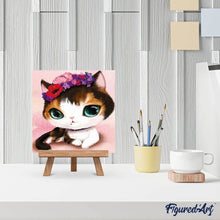 Cargar imagen en el visor de la galería, Punto De Cruz Diamante - Punto De Cruz Diamante - Gato Con Los Ojos Verdes - Figuredart - Gatos Mascotas Punto De Cruz Diamante Animales