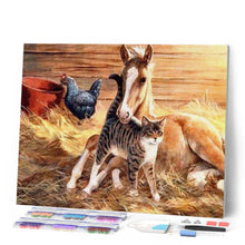 Cargar imagen en el visor de la galería, Punto De Cruz Diamante - Punto De Cruz Diamante - Potro En El Heno - Figuredart - Mascotas Punto De Cruz Diamante Animales