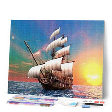 Cargar imagen en el visor de la galería, Punto De Cruz Diamante - Punto De Cruz Diamante - Velero En El Amanecer - Figuredart - Punto De Cruz Diamante Barcos